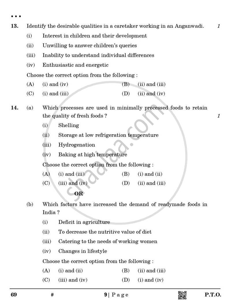 Home Science 2024-2025 - CBSE 12th - Class 12 - CBSE (Central Board of Secondary Education) question paper with PDF download