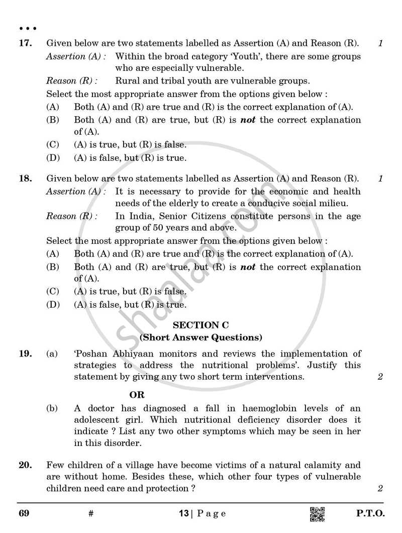 Home Science 2024-2025 - CBSE 12th - Class 12 - CBSE (Central Board of Secondary Education) question paper with PDF download