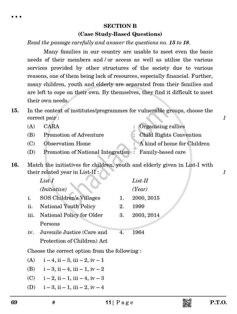 Home Science 2024-2025 - CBSE 12th - Class 12 - CBSE (Central Board of Secondary Education) question paper with PDF download