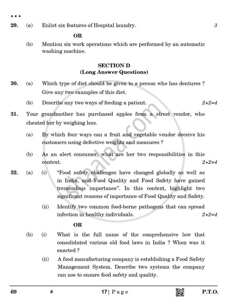 Home Science 2024-2025 - CBSE 12th - Class 12 - CBSE (Central Board of Secondary Education) question paper with PDF download