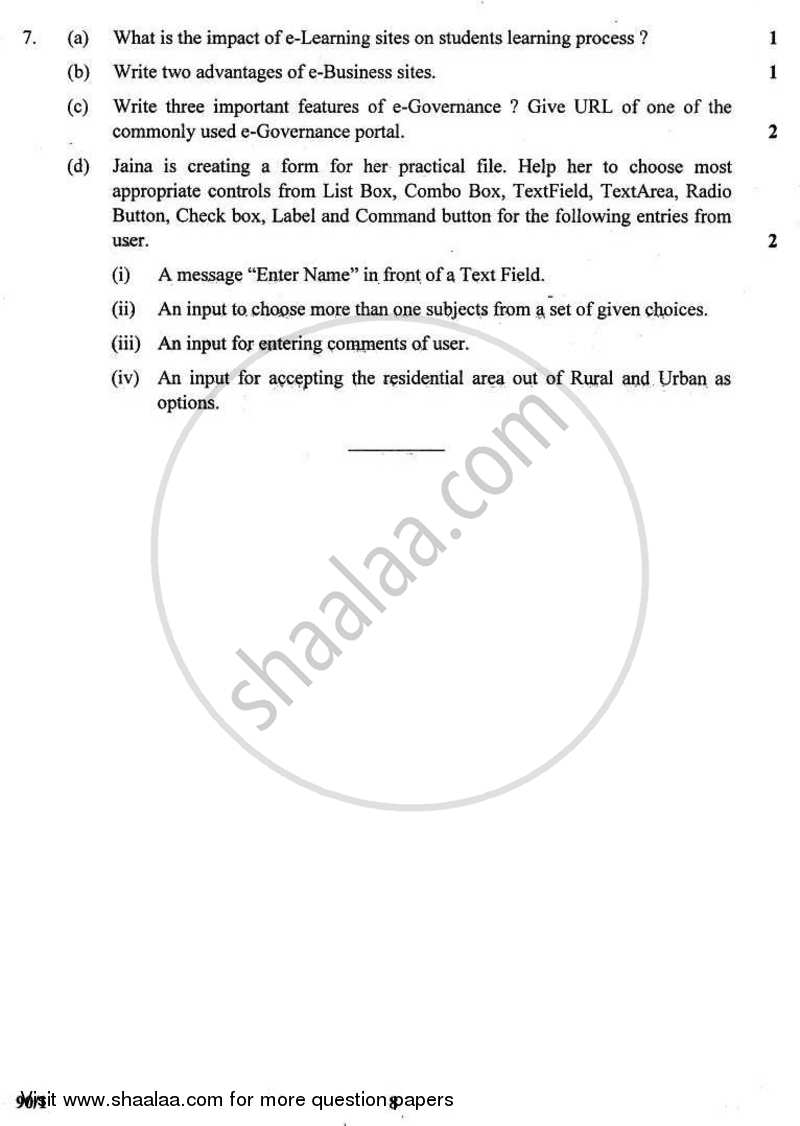 Informatics Practices 2010-2011 - CBSE 12th - Class 12 - CBSE (Central Board of Secondary Education) question paper with PDF download