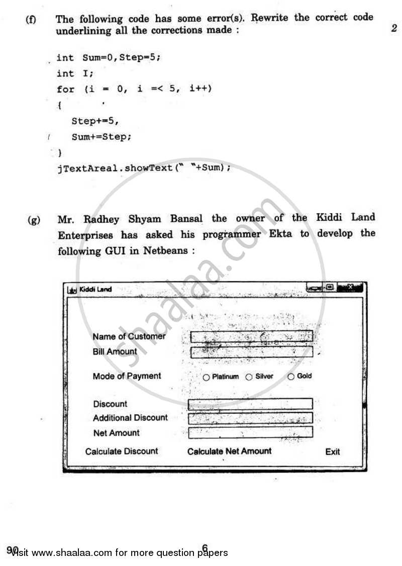 Informatics Practices 2010-2011 - CBSE 12th - Class 12 - CBSE (Central Board of Secondary Education) question paper with PDF download