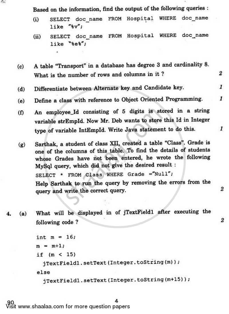 Informatics Practices 2010-2011 - CBSE 12th - Class 12 - CBSE (Central Board of Secondary Education) question paper with PDF download
