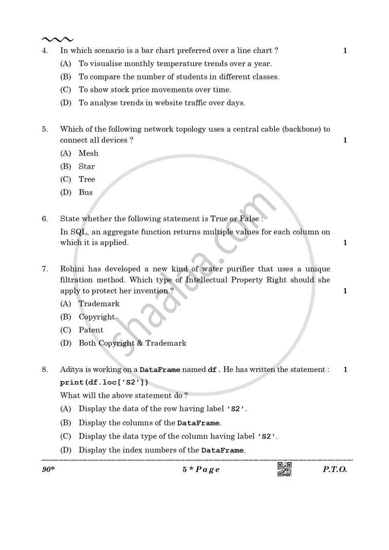 Informatics Practices 2025-2026 - CBSE 12th - Class 12 - CBSE (Central Board of Secondary Education) question paper with PDF download