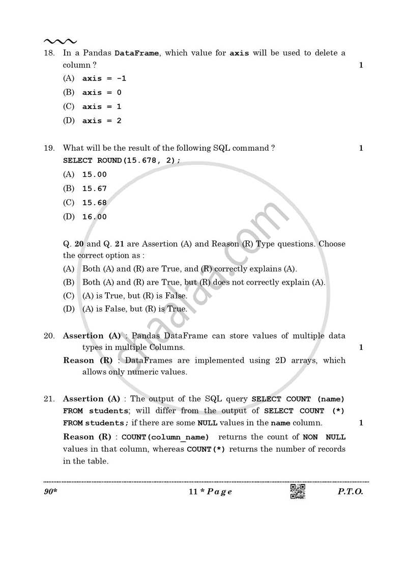 Informatics Practices 2025-2026 - CBSE 12th - Class 12 - CBSE (Central Board of Secondary Education) question paper with PDF download