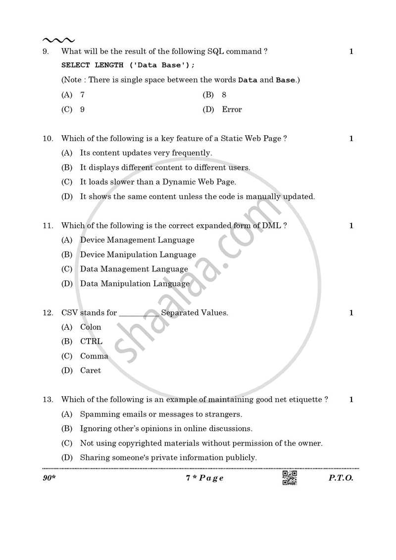 Informatics Practices 2025-2026 - CBSE 12th - Class 12 - CBSE (Central Board of Secondary Education) question paper with PDF download
