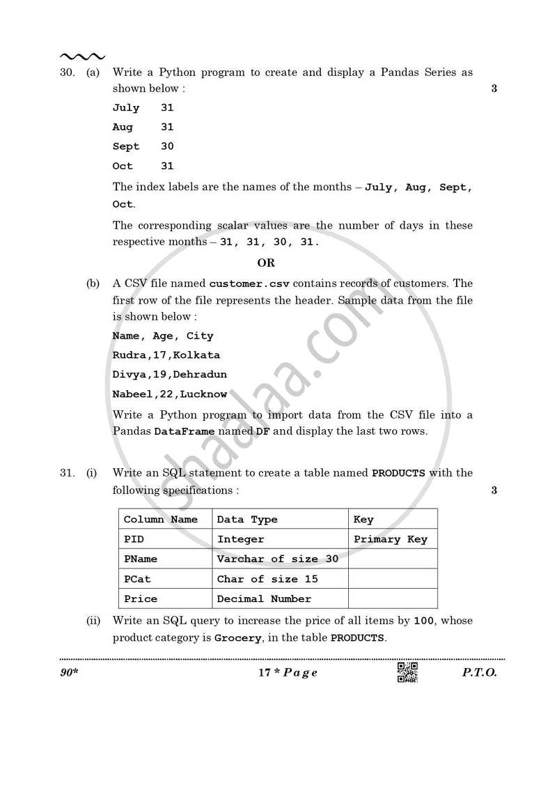 Informatics Practices 2025-2026 - CBSE 12th - Class 12 - CBSE (Central Board of Secondary Education) question paper with PDF download