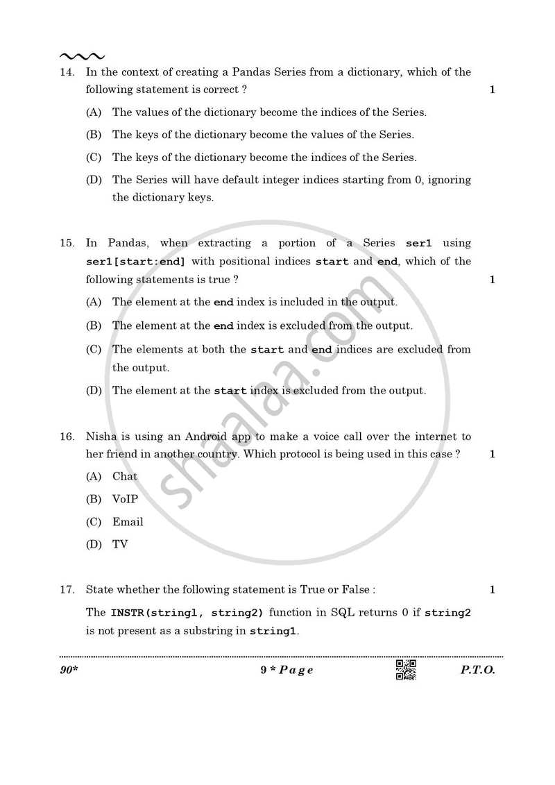 Informatics Practices 2025-2026 - CBSE 12th - Class 12 - CBSE (Central Board of Secondary Education) question paper with PDF download
