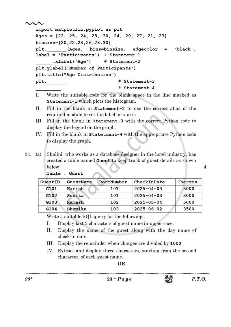 Informatics Practices 2025-2026 - CBSE 12th - Class 12 - CBSE (Central Board of Secondary Education) question paper with PDF download