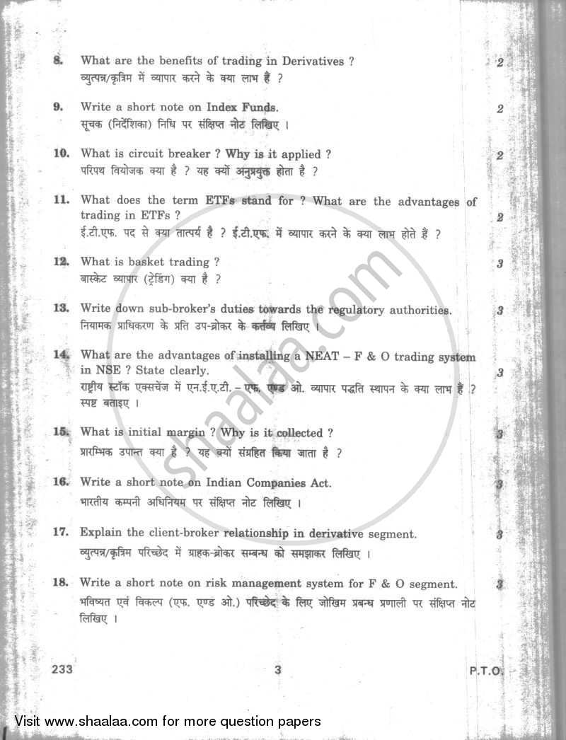 Introduction to Financial Markets 2 2009-2010 - CBSE 12th - Class 12 - CBSE (Central Board of Secondary Education) question paper with PDF download