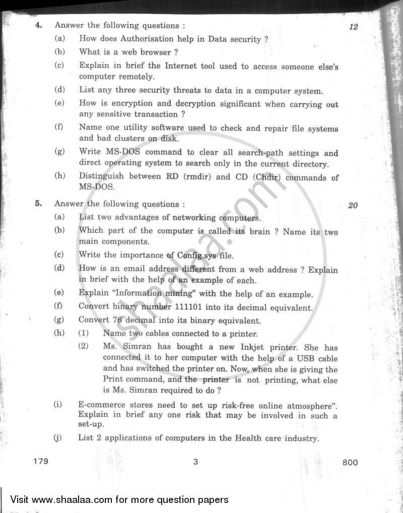 IT Systems 2009-2010 - CBSE 12th - Class 12 - CBSE (Central Board of Secondary Education) question paper with PDF download