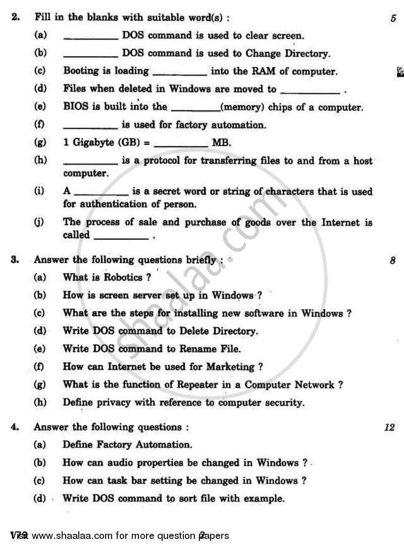 IT Systems 2010-2011 - CBSE 12th - Class 12 - CBSE (Central Board of Secondary Education) question paper with PDF download