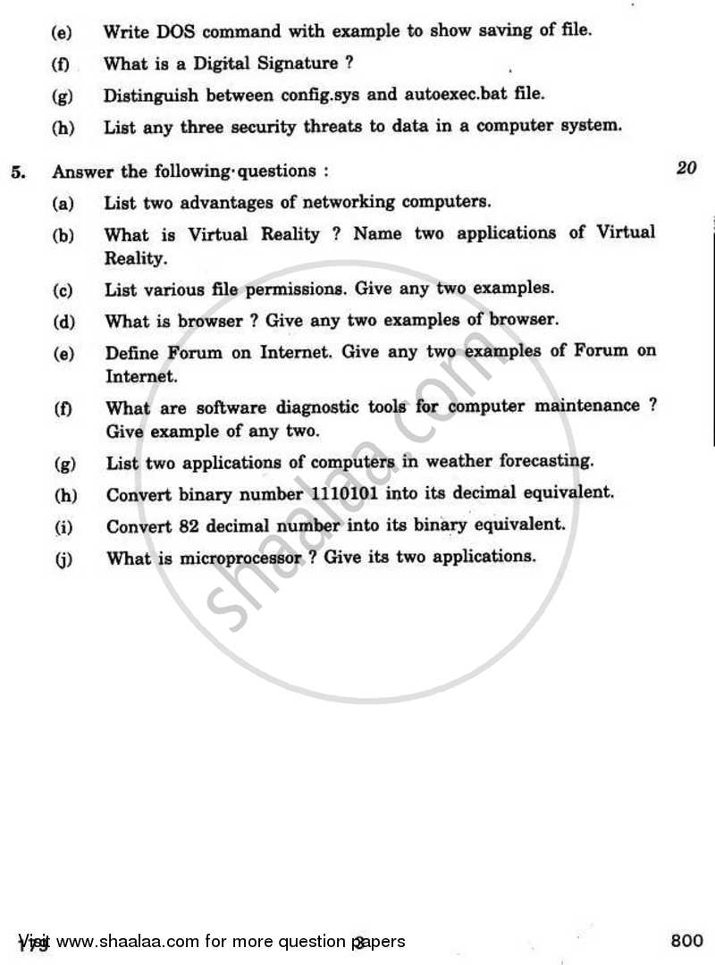 IT Systems 2010-2011 - CBSE 12th - Class 12 - CBSE (Central Board of Secondary Education) question paper with PDF download