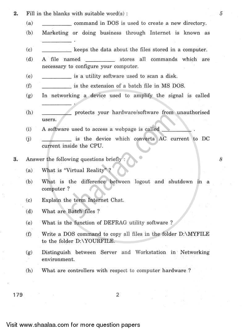 IT Systems 2011-2012 - CBSE 12th - Class 12 - CBSE (Central Board of Secondary Education) question paper with PDF download