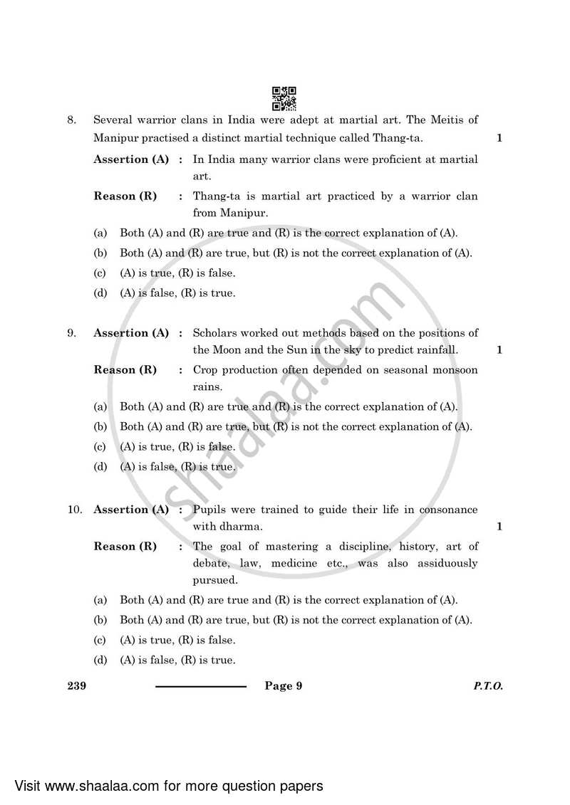 Knowledge Traditions and Practices of India 2023-2024 - CBSE 12th - Class 12 - CBSE (Central Board of Secondary Education) question paper with PDF download
