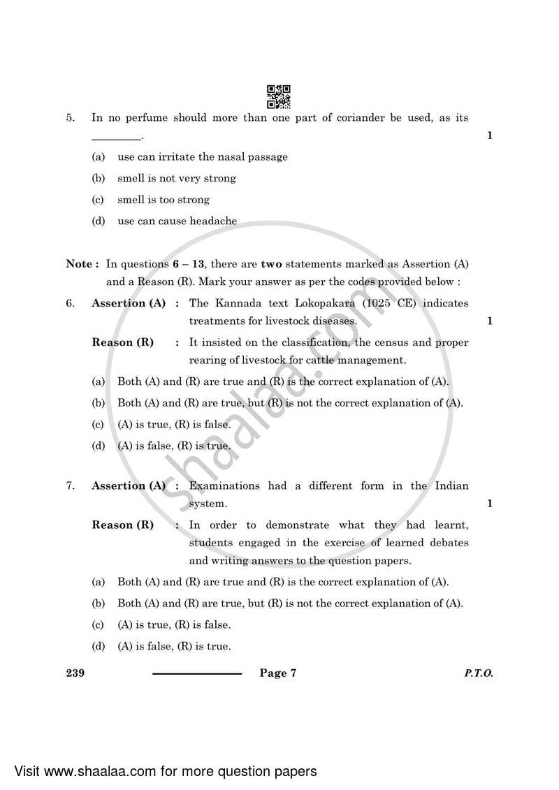 Knowledge Traditions and Practices of India 2023-2024 - CBSE 12th - Class 12 - CBSE (Central Board of Secondary Education) question paper with PDF download