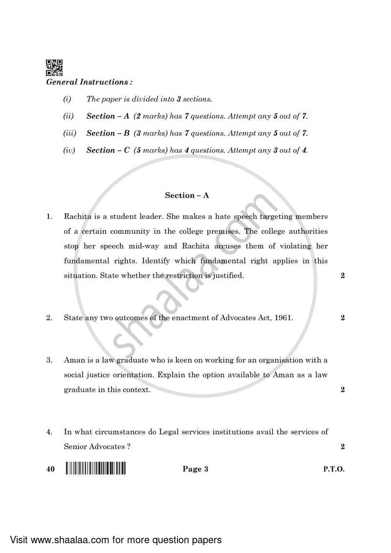Legal Studies 2021-2022 - CBSE 12th - Class 12 - CBSE (Central Board of Secondary Education) question paper with PDF download