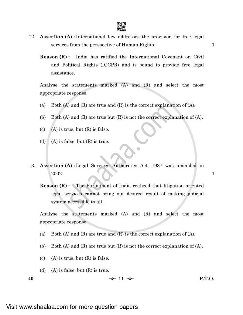 Legal Studies 2022-2023 - CBSE 12th - Class 12 - CBSE (Central Board of Secondary Education) question paper with PDF download