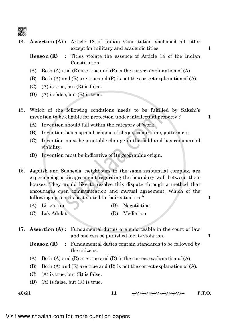 Legal Studies 2023-2024 - CBSE 12th - Class 12 - CBSE (Central Board of Secondary Education) question paper with PDF download