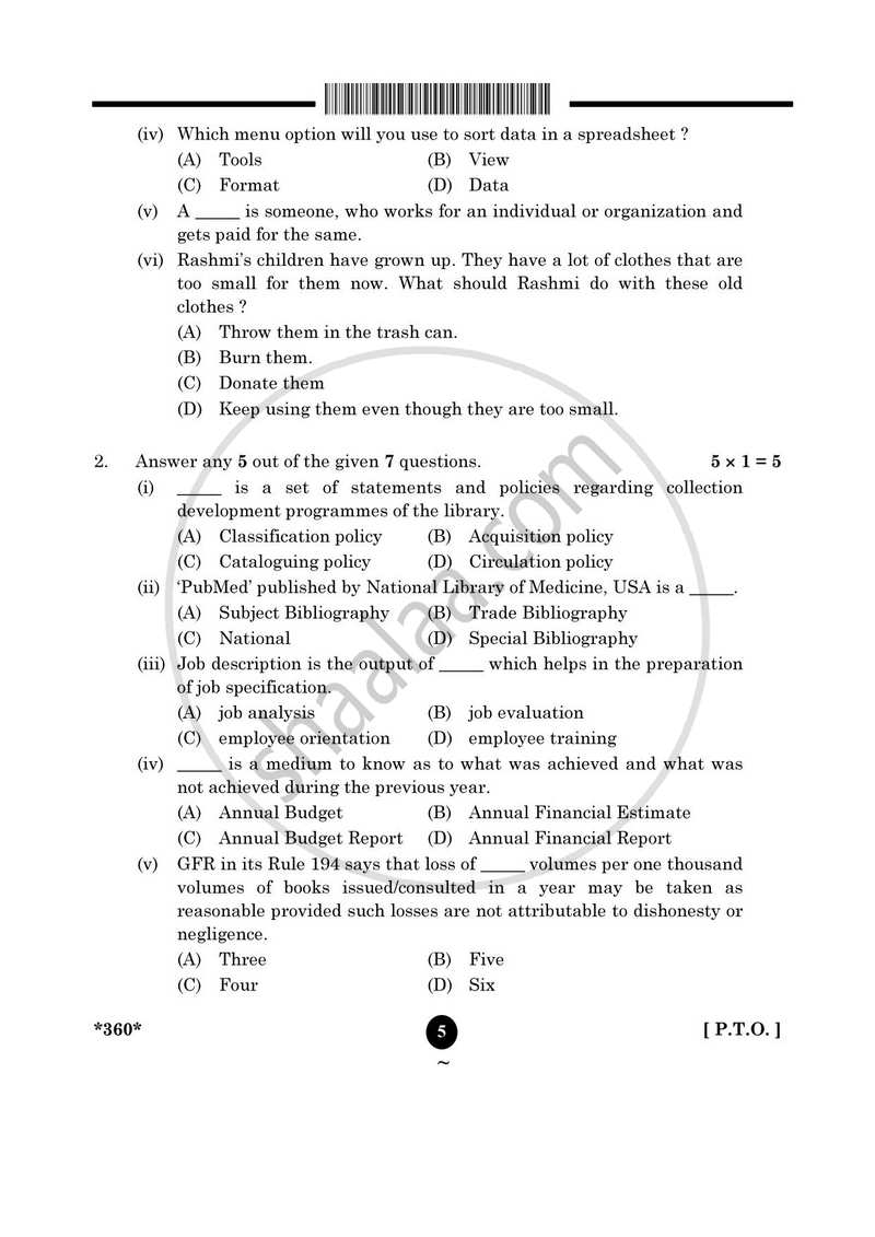 Library and Information Science 2024-2025 - CBSE 12th - Class 12 - CBSE (Central Board of Secondary Education) question paper with PDF download