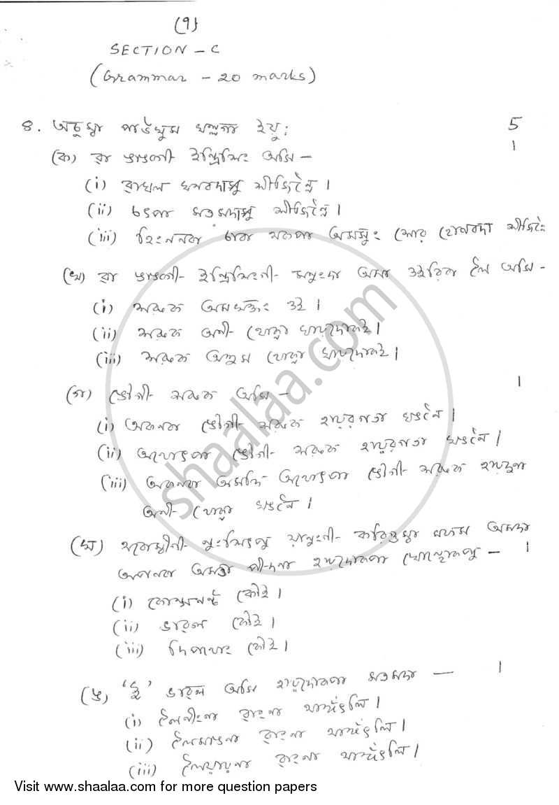 Manipuri 2009-2010 - CBSE 12th - Class 12 - CBSE (Central Board of Secondary Education) question paper with PDF download