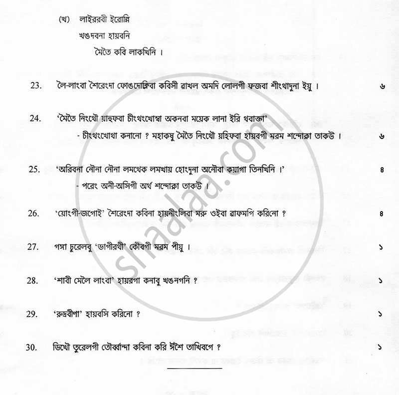 Manipuri 2012-2013 - CBSE 12th - Class 12 - CBSE (Central Board of Secondary Education) question paper with PDF download