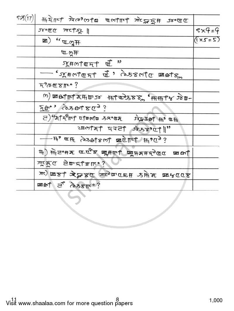 Manipuri 2017-2018 - CBSE 12th - Class 12 - CBSE (Central Board of Secondary Education) question paper with PDF download