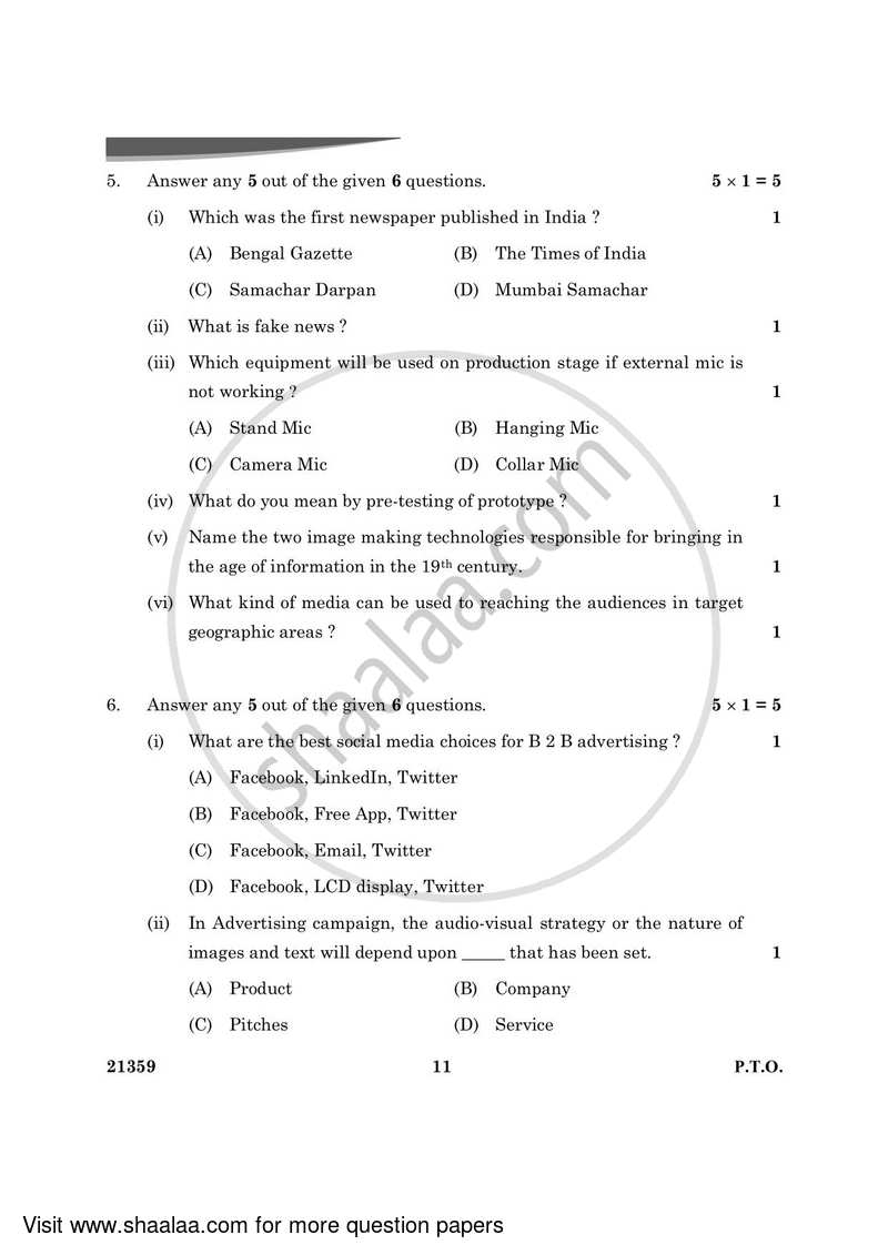 Mass Media Studies 2023-2024 - CBSE 12th - Class 12 - CBSE (Central Board of Secondary Education) question paper with PDF download