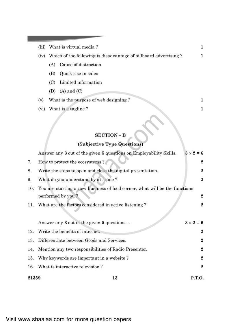 Mass Media Studies 2023-2024 - CBSE 12th - Class 12 - CBSE (Central Board of Secondary Education) question paper with PDF download