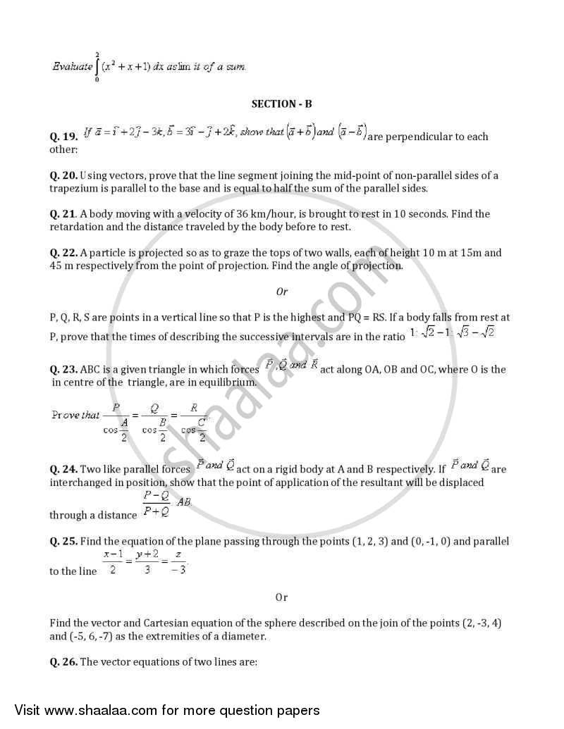 Mathematics 2005-2006 - CBSE 12th - Class 12 - CBSE (Central Board of Secondary Education) question paper with PDF download