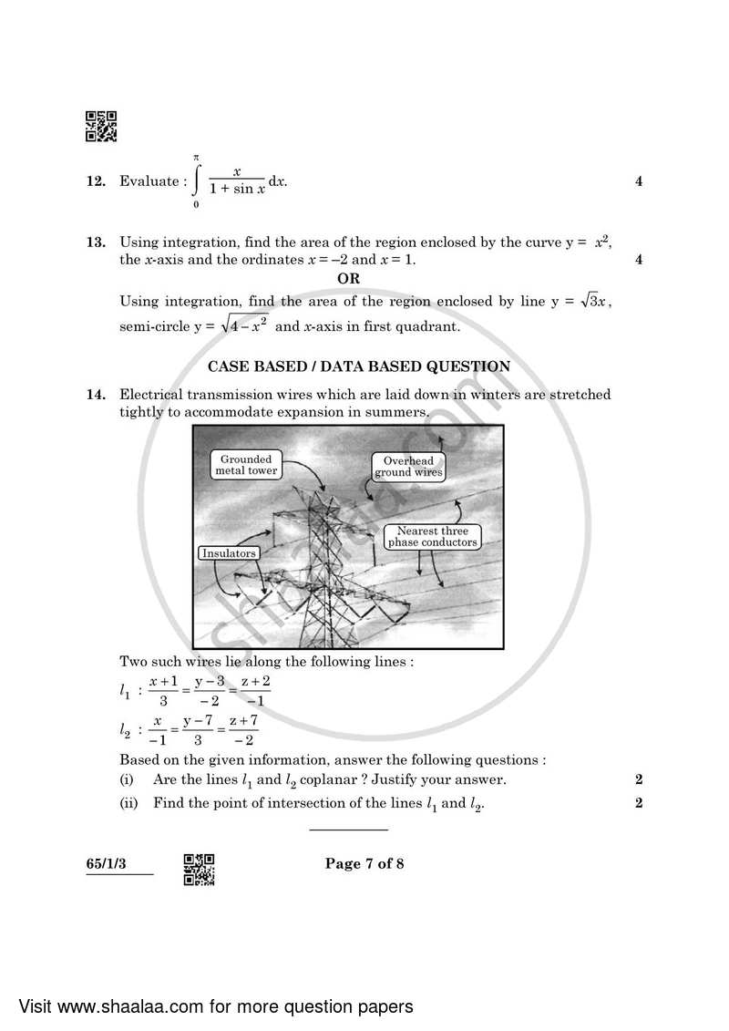 Mathematics 2021-2022 - CBSE 12th - Class 12 - CBSE (Central Board of Secondary Education) question paper with PDF download