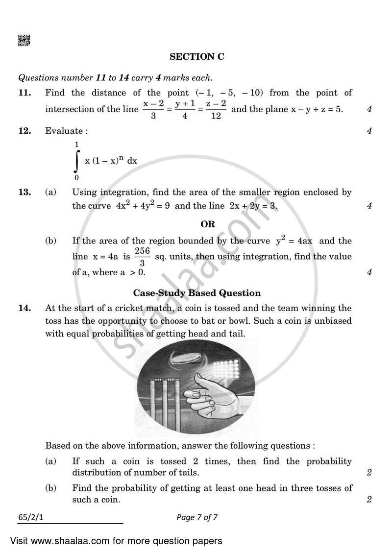 Mathematics 2021-2022 - CBSE 12th - Class 12 - CBSE (Central Board of Secondary Education) question paper with PDF download