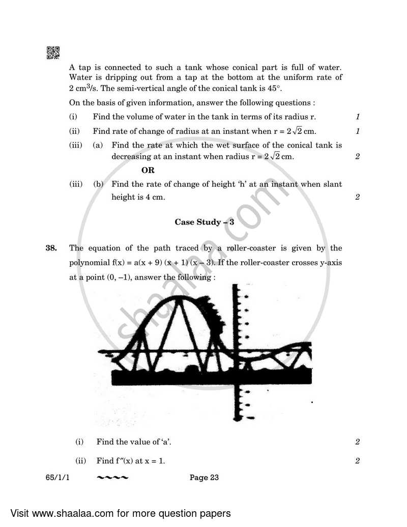 Mathematics 2022-2023 - CBSE 12th - Class 12 - CBSE (Central Board of Secondary Education) question paper with PDF download