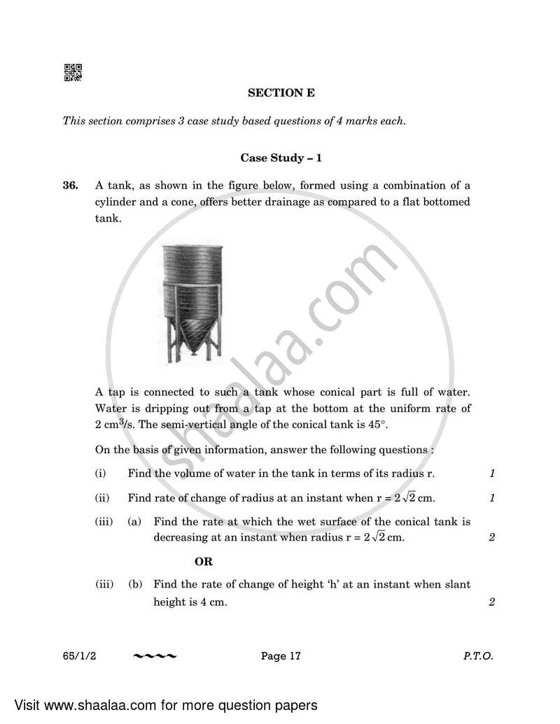 Mathematics 2022-2023 - CBSE 12th - Class 12 - CBSE (Central Board of Secondary Education) question paper with PDF download