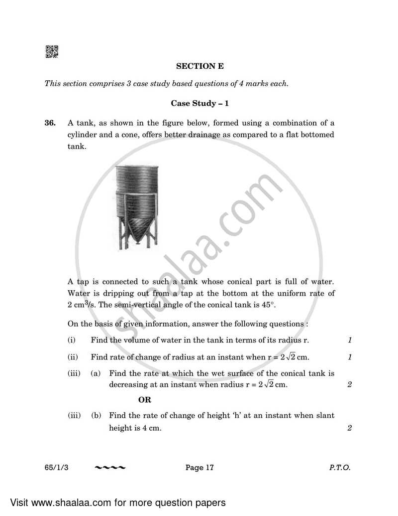 Mathematics 2022-2023 - CBSE 12th - Class 12 - CBSE (Central Board of Secondary Education) question paper with PDF download