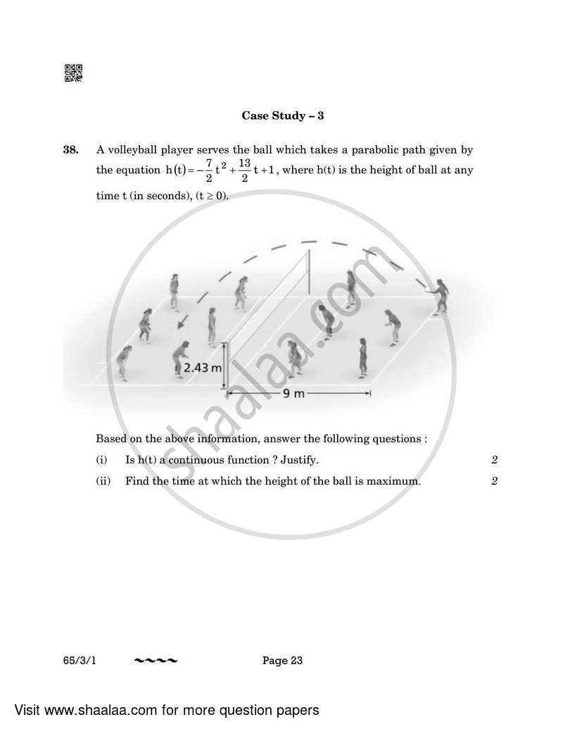 Mathematics 2022-2023 - CBSE 12th - Class 12 - CBSE (Central Board of Secondary Education) question paper with PDF download