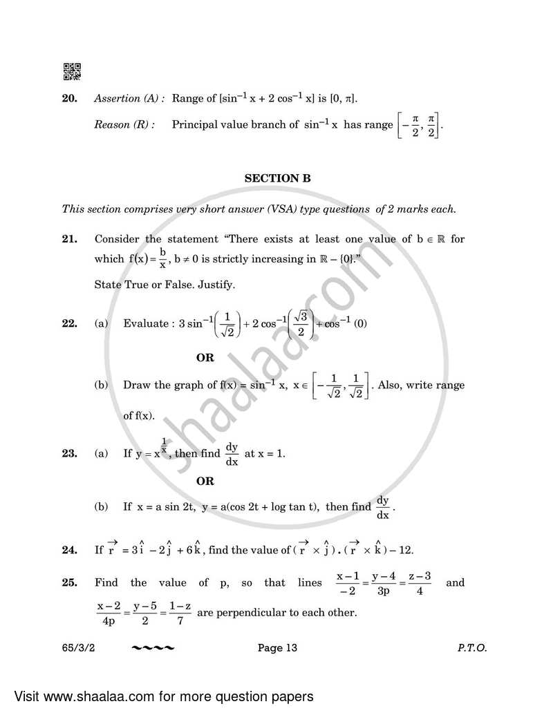 Mathematics 2022-2023 - CBSE 12th - Class 12 - CBSE (Central Board of Secondary Education) question paper with PDF download