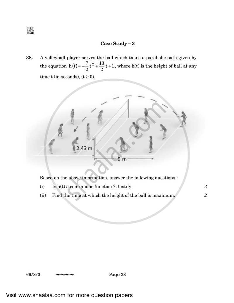 Mathematics 2022-2023 - CBSE 12th - Class 12 - CBSE (Central Board of Secondary Education) question paper with PDF download
