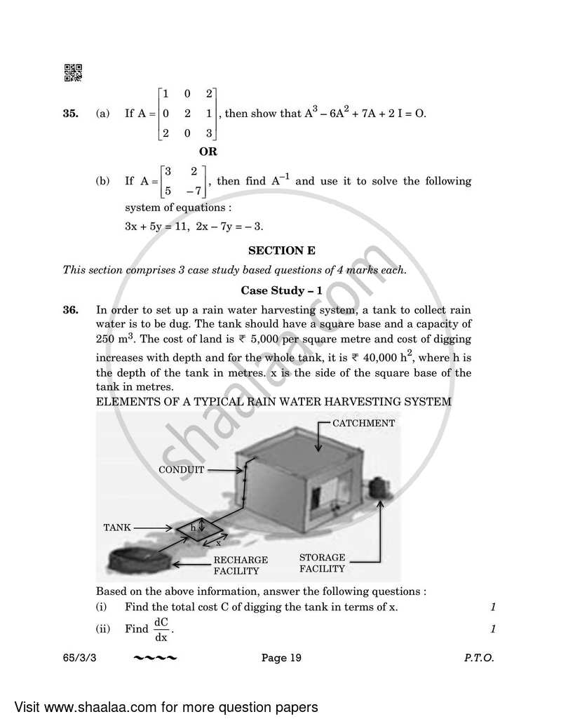 Mathematics 2022-2023 - CBSE 12th - Class 12 - CBSE (Central Board of Secondary Education) question paper with PDF download
