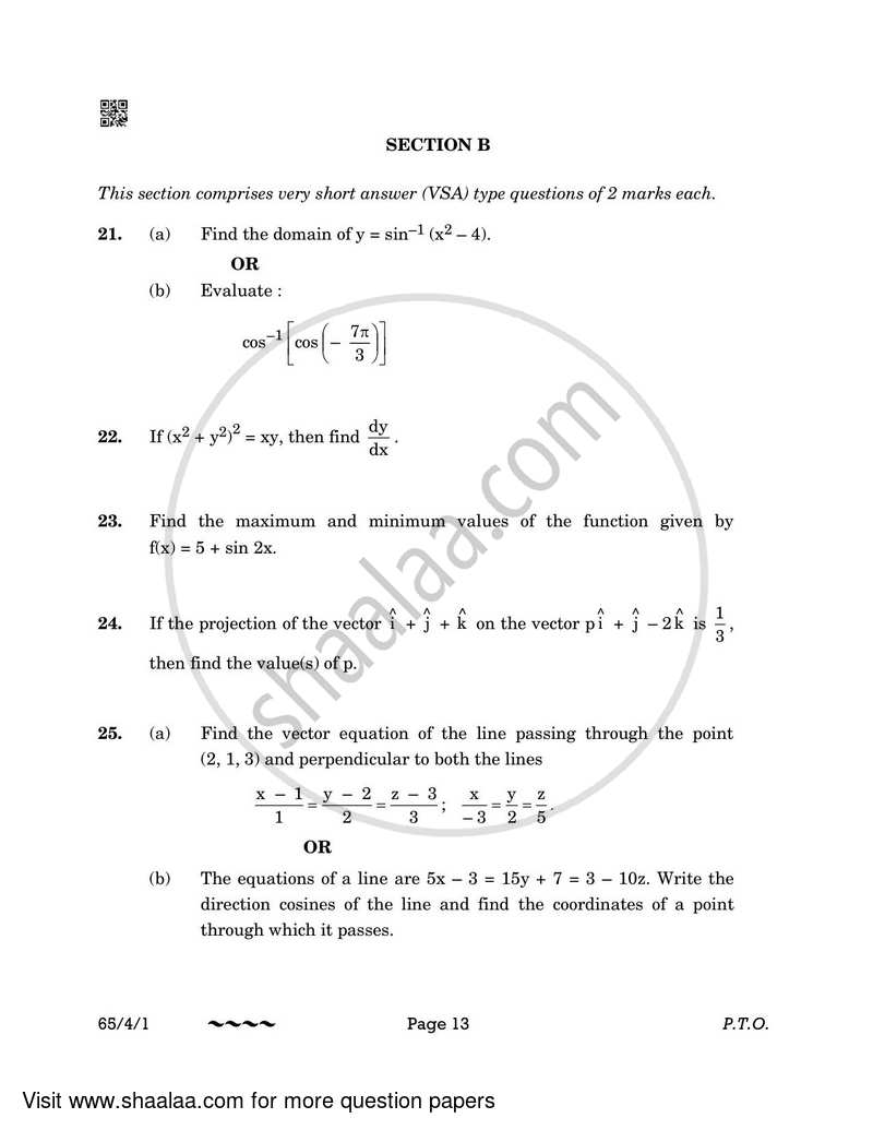 Mathematics 2022-2023 - CBSE 12th - Class 12 - CBSE (Central Board of Secondary Education) question paper with PDF download