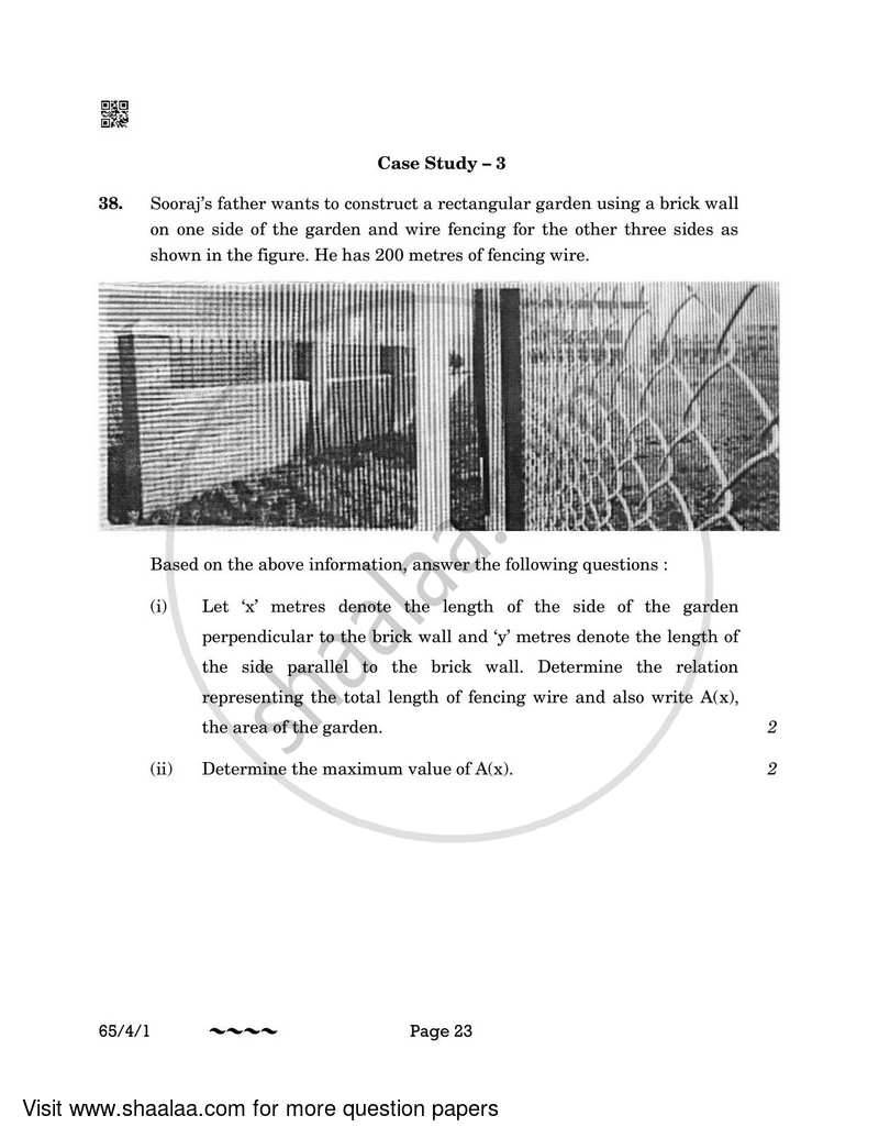 Mathematics 2022-2023 - CBSE 12th - Class 12 - CBSE (Central Board of Secondary Education) question paper with PDF download