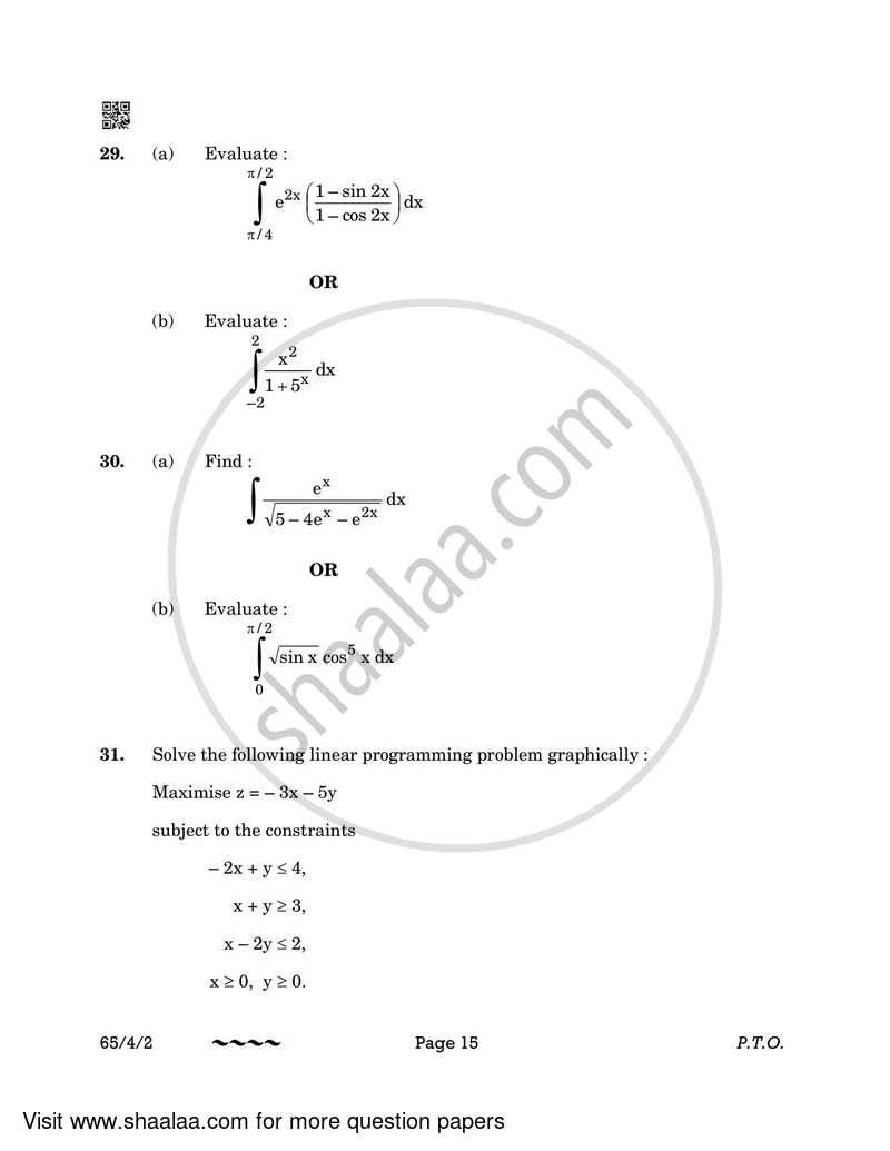 Mathematics 2022-2023 - CBSE 12th - Class 12 - CBSE (Central Board of Secondary Education) question paper with PDF download