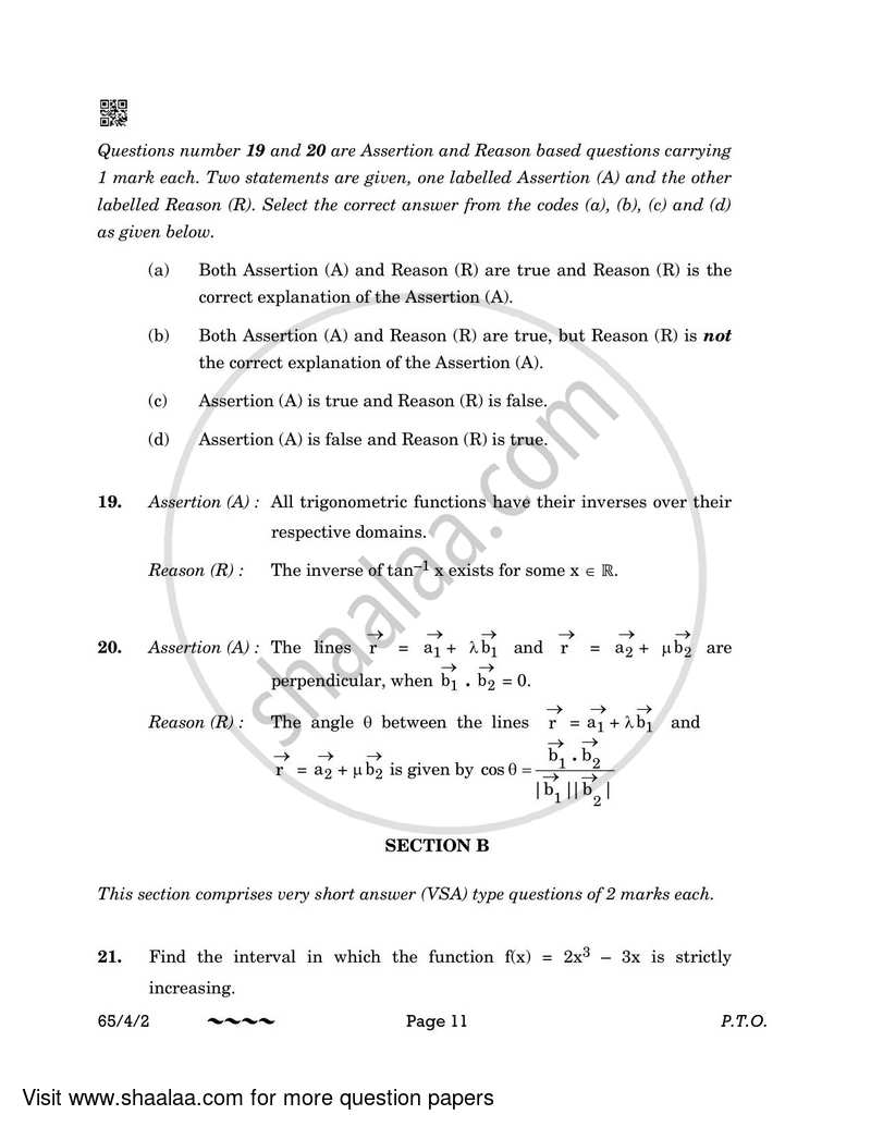 Mathematics 2022-2023 - CBSE 12th - Class 12 - CBSE (Central Board of Secondary Education) question paper with PDF download