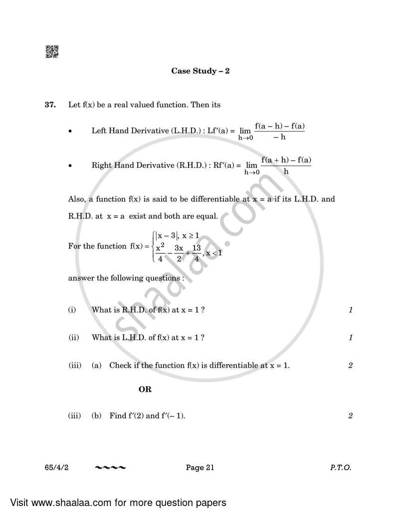 Mathematics 2022-2023 - CBSE 12th - Class 12 - CBSE (Central Board of Secondary Education) question paper with PDF download