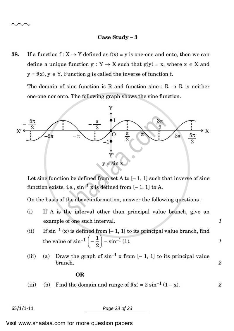 Mathematics 2023-2024 - CBSE 12th - Class 12 - CBSE (Central Board of Secondary Education) question paper with PDF download