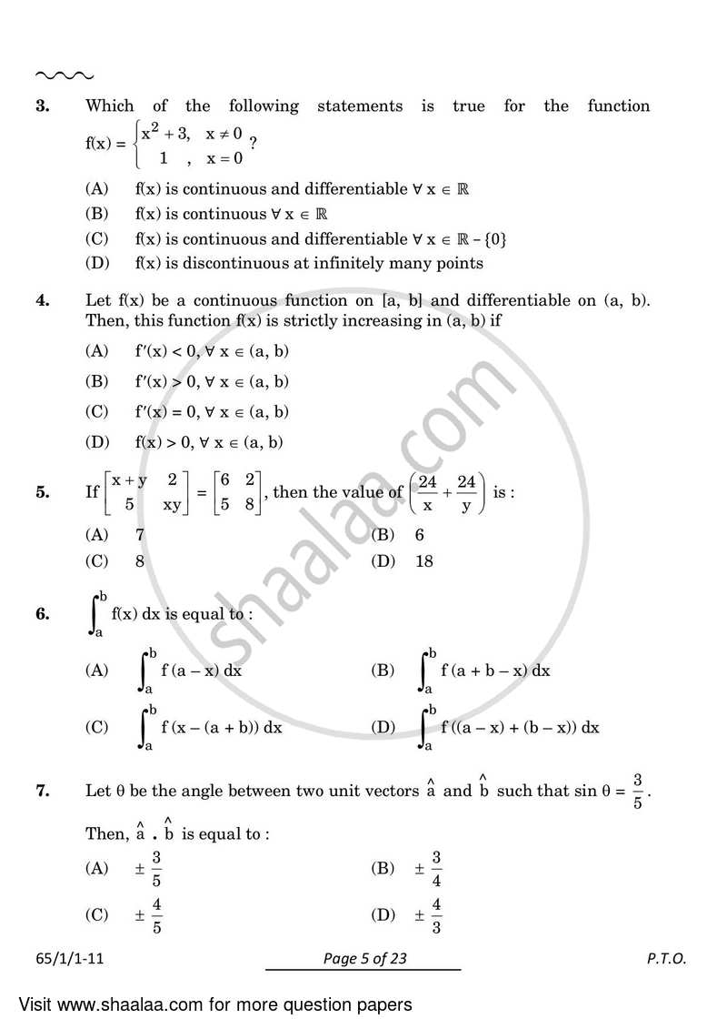Mathematics 2023-2024 - CBSE 12th - Class 12 - CBSE (Central Board of Secondary Education) question paper with PDF download