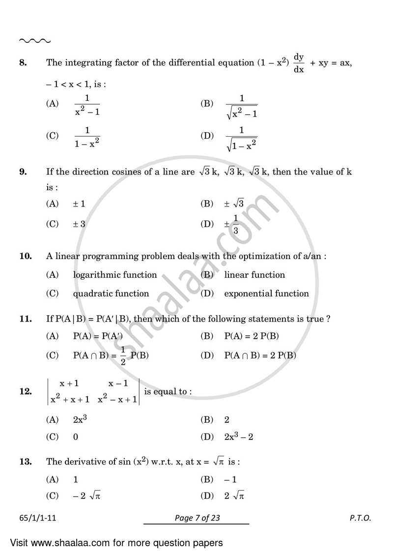 Mathematics 2023-2024 - CBSE 12th - Class 12 - CBSE (Central Board of Secondary Education) question paper with PDF download