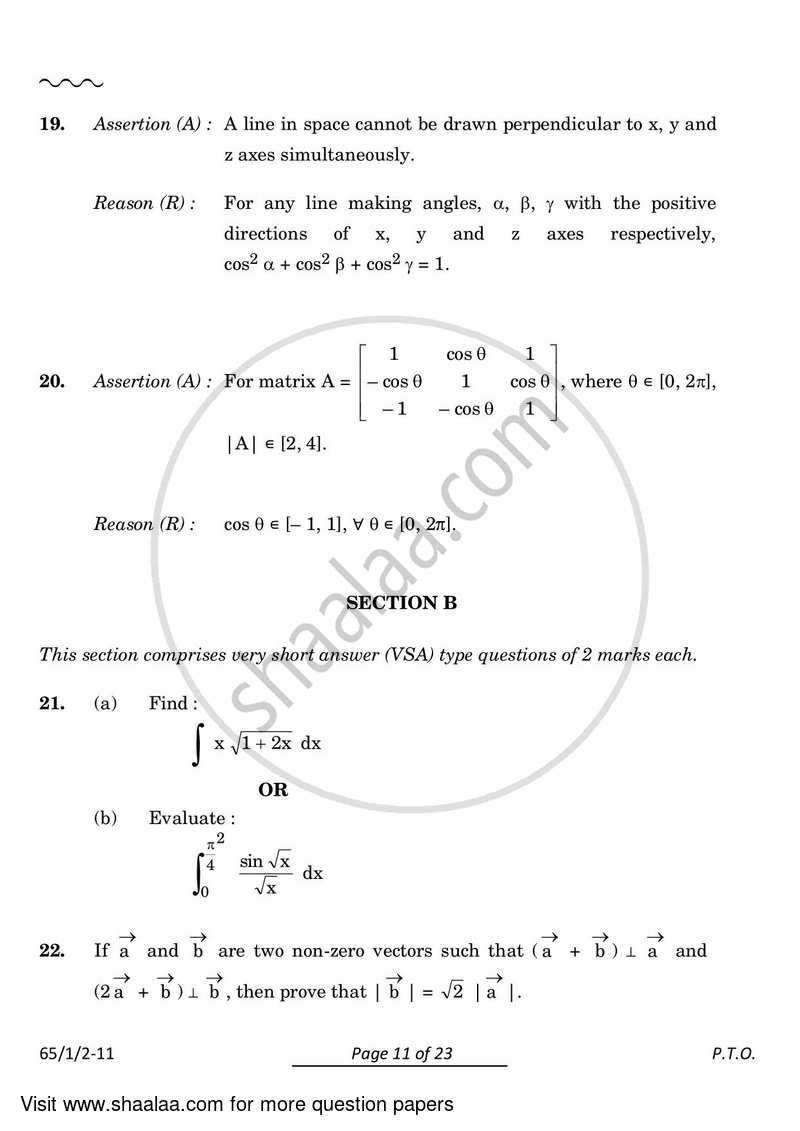 Mathematics 2023-2024 - CBSE 12th - Class 12 - CBSE (Central Board of Secondary Education) question paper with PDF download