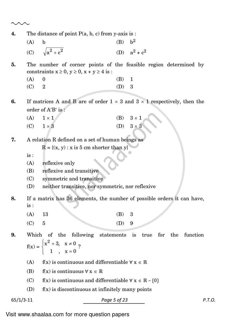 Mathematics 2023-2024 - CBSE 12th - Class 12 - CBSE (Central Board of Secondary Education) question paper with PDF download