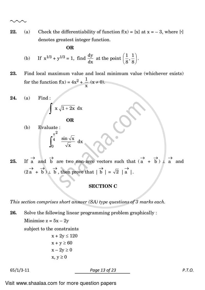 Mathematics 2023-2024 - CBSE 12th - Class 12 - CBSE (Central Board of Secondary Education) question paper with PDF download